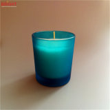 Blue Transparent Frosted Rustic Paraffin Glass Candle with Lid