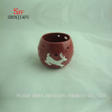 Deer Pattern Ceramic Candle Cup Candle Holder for Tea Lights, Red Color 3 Size