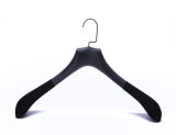 Black Velvet Folcked Anti-Slip Wide Shoulder Wooden Hanger