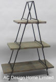 3 Tier Antique Vintage Decorative Wooden/Metal Triangle Shelf