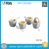 White Square Ceramic Egg Cup with Spoon