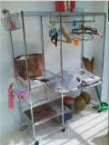 DIY Metal Washing Room Corner Rack for Clothes Hanger and Sundries Storage