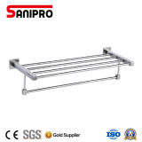 Sanipro Chrome Stainless Steel Towel Rack with Shelf