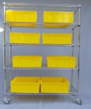 Modular Commercial Metal Wire Shelf Mobile 5 Tiers Steel Bin Rack Storage System