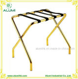 Hotel Gold Stainless Steel Luggage Rack with Straps