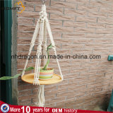 Macrame Plant Hanger with Wood Table