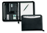 A4 Zipped PU Leather Conference Padfolio with Ring Binder