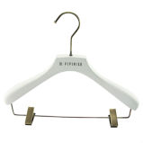 Matte White Wooden Clothes Women Hangers with Antique Hook