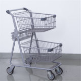Canadian Style Trolley Double Baskets with Cup Holder Shopping Cart
