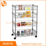 3-Tier Wire Rack 4 Baskets Wire Display Rack with Casters