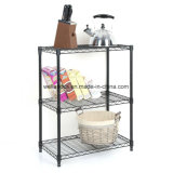 Black Epoxy Coated 3 Shelves Double Adjustable Home Kitchen Book Storage Rack Holder