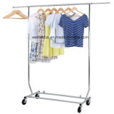Collapsible Heavy Duty Adjustable Chrome Metal Garment Clothing Hanging Rack