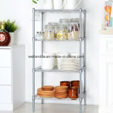 NSF Approval 4 Shelves Metal Wire Silver Adjustable Kitchen Storage Plate Rack with Hooks