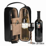Black Royce Leather Double Wine Bottle Holder Display Rack Furniture