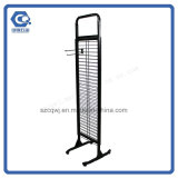 Floor Stand Metal Wire Mesh Mobile Accessory Display Rack with Hanging Hook