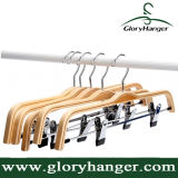 Top Laminated Wooden Pants Hanger with 2 Adjustable Trouser Clips