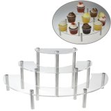 Clear Acrylic 3 Tier Half Moon Cupcake Shelves / Table Top Retail Display Riser / Spice Jar Shelf Rack