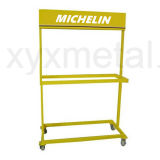 Rolling Movable Tyre Metal Exhibition Stand Tire Display Rack