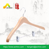 Wooden Women Hotel Clothes Hanger with Metal Accessory (AHWWH204)