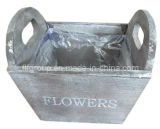 High Quality Old Looking Wood Plants Holder with Plastic Liner