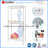 Chrome Steel Clothes Display Rack with Two Hanger Bar