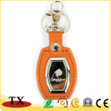 Custom Color and Logo Orange PU Leather Key Chain