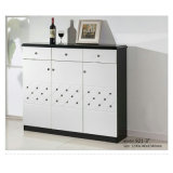 Modern Large White Wood Shoe Cabinet with Drawers
