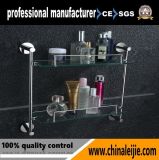 Wall Mounted Elegant Double Layer Glass Shelf Bathroom Accessory for Hotel