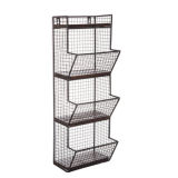 Black Tiered Metal Wall Basket Features Three Baskets