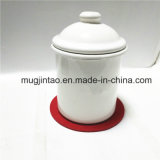 Enamelware Tea Cup with Lid Storage Holder