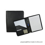 Promotional Zipper PU Leather Folder Portfolio with Side Pocket.