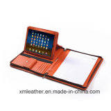 Custom Design Zipper Leather File Folder with Tablet PC Holder