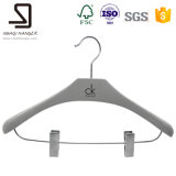 Fashion Luxury Wooden Hanger for Clothes with Chrome Hook Clips (HQF-014)