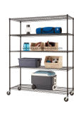 Commercial 5 Layer Adjustable NSF Heavy Duty Wire Metal Display Shelving Rack on Wheels
