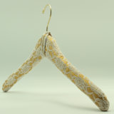 Lace Fabric Covered Top Hanger with Shiny Chrome Hook