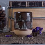 505ml Home Decor Ceramic Candle Holders with Geometric Metal Printing