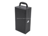 Luxury Europe Style Classical Black Portable Leather Wine Box (FG8007)
