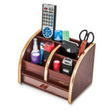 Wooden Pen Holder Name Card and Remote Control Storage Box