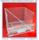Foldable and Stackable Wire Mesh Storage Container for Warehouse