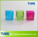 Square Shape Colorful Glass Candle Holder