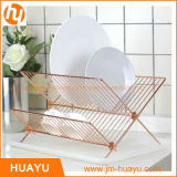 House X Shape Stainless Steel Wooden Dish Rack for Kitchen Accessories (HY-W003)