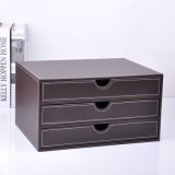 Luxury Brown Leather Office File Drawer Box
