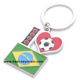 Color Fill Metal Football Brazil World Cup Flag Keychain (BK11670)