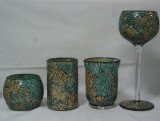 Mixed Mosaic Glass Candle Holder