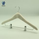 Yeelin White Clothes Hanger with Cotton Padded Trousers Clip