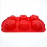 Non-Toxic Food Grade 6 Cup Flower Shape Silicone Baking Cake and Muffin Mould