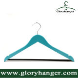 Color Paiting Wooden Coat Hanger with Anti Slip Round Bar