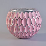 Pink Exterior Round Glass Candle Holders