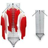 Garment Rail Display/3 Sides Mobile Mesh Clothing Display Rack