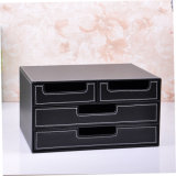 Luxury Black Leather Office Storage Drawer Box